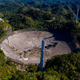 An aerial image of the destroyed radio telescope.